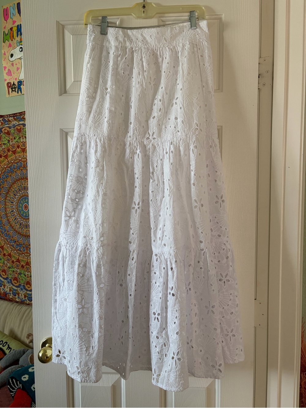 Lilly Pulitzer White Eyelet Tiered Maxi Skirt
